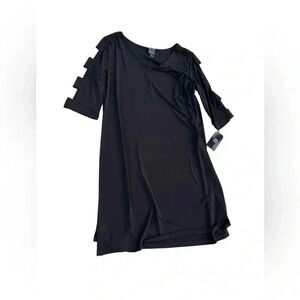 Clara Sun Woo Size L Dress Black Stretch Jersey Cut Out Sleeves USA Made NEW